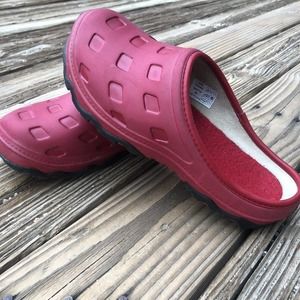 LANDS’ END Women’s Men’s Unisex Crocs Comfort Shoes Sz W10/M8 Red Lined Slip On
